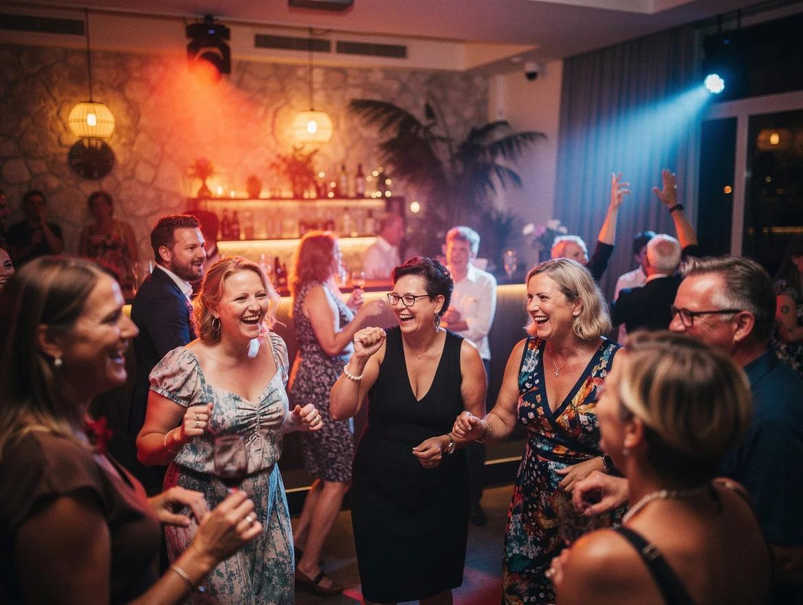 Gasten dansen uitgelaten op een feest met een DJ in Amersfoort.