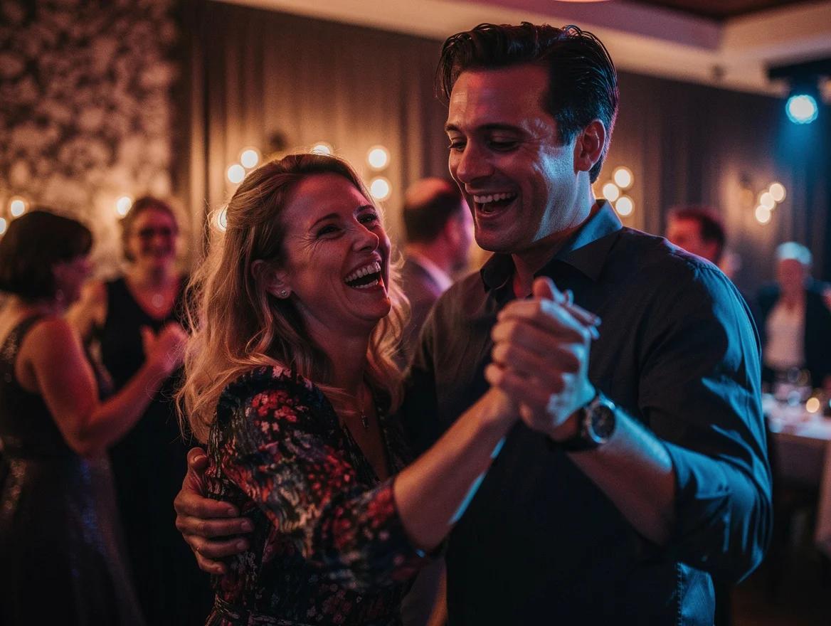 Gasten dansen uitgelaten op een feest met een DJ in Amersfoort.