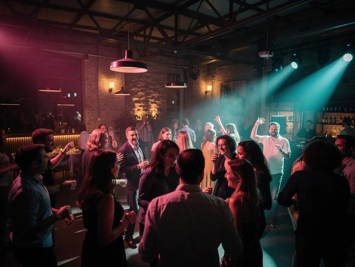 Dansende feestgangers vieren feest op een sfeervolle dansvloer in Antwerpen waar je makkelijk een DJ huurt.