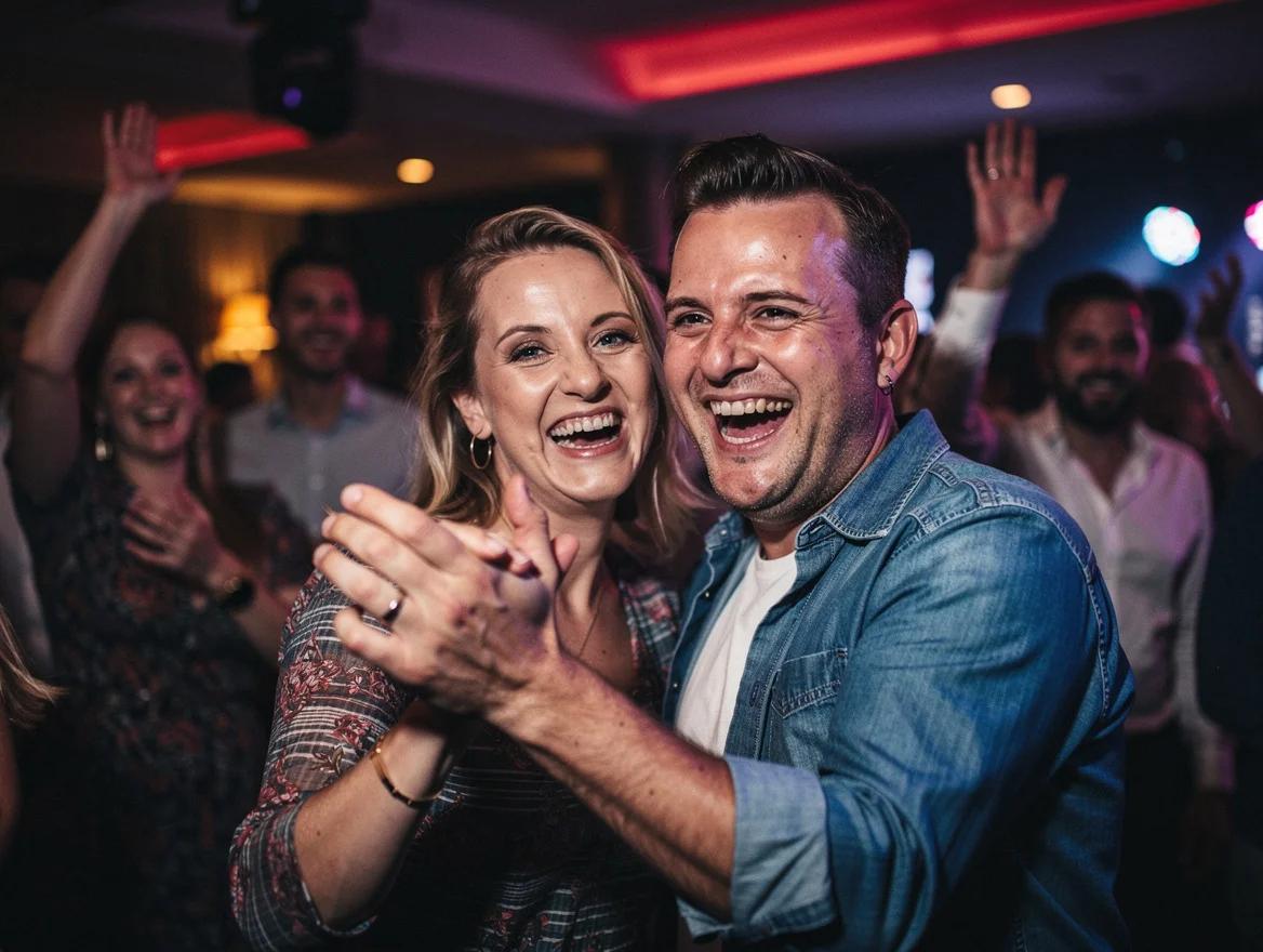 Gasten dansen uitgelaten op een feest met een DJ in Tilburg.