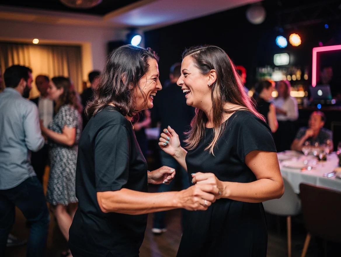 Gasten dansen uitgelaten op een feest met een DJ in Zwolle.