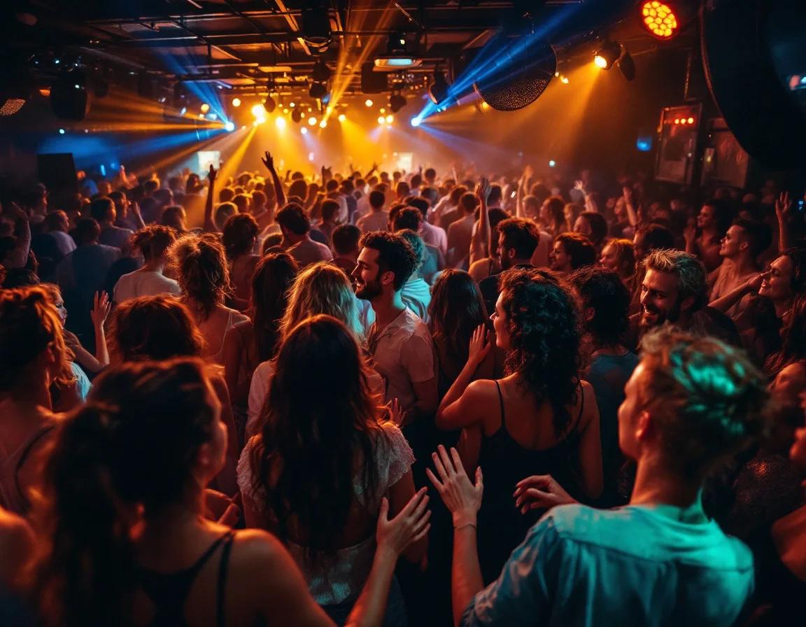 Een levendige dansvloer vol feestgasten die samen dansen en lachen, precies de sfeer die je vindt als je een DJ boekt.