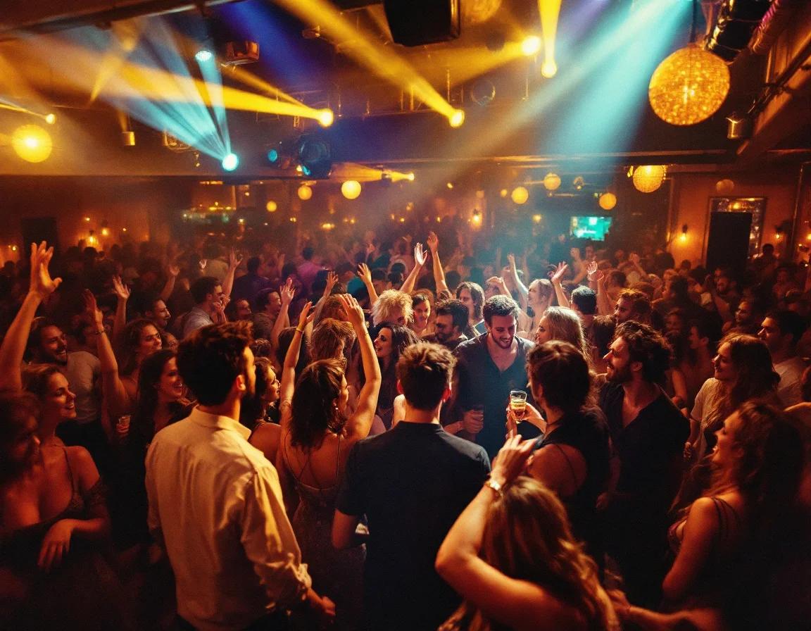 Een levendige dansvloer vol mensen die uitgelaten genieten van een geslaagd feest georganiseerd via feest.dj.