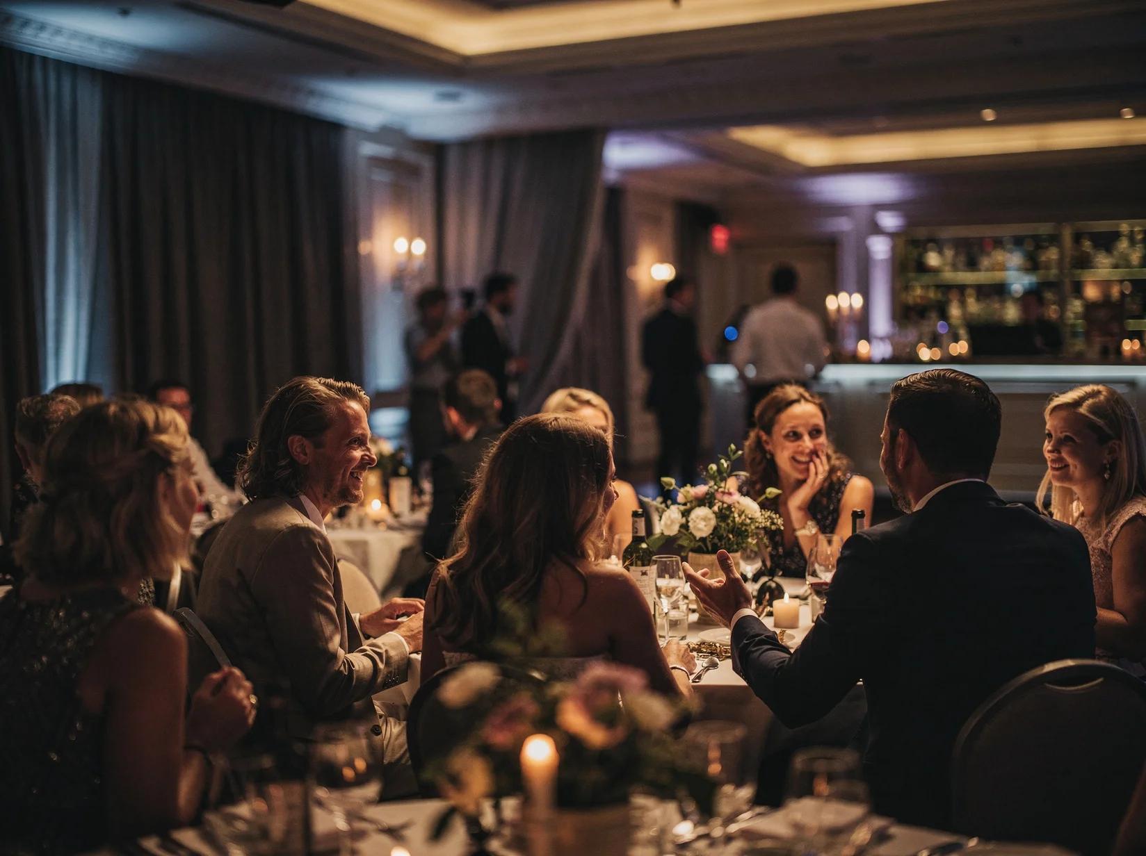 Gasten genieten van ingetogen sfeer tijdens een diner waar een lounge-DJ de muziek verzorgt